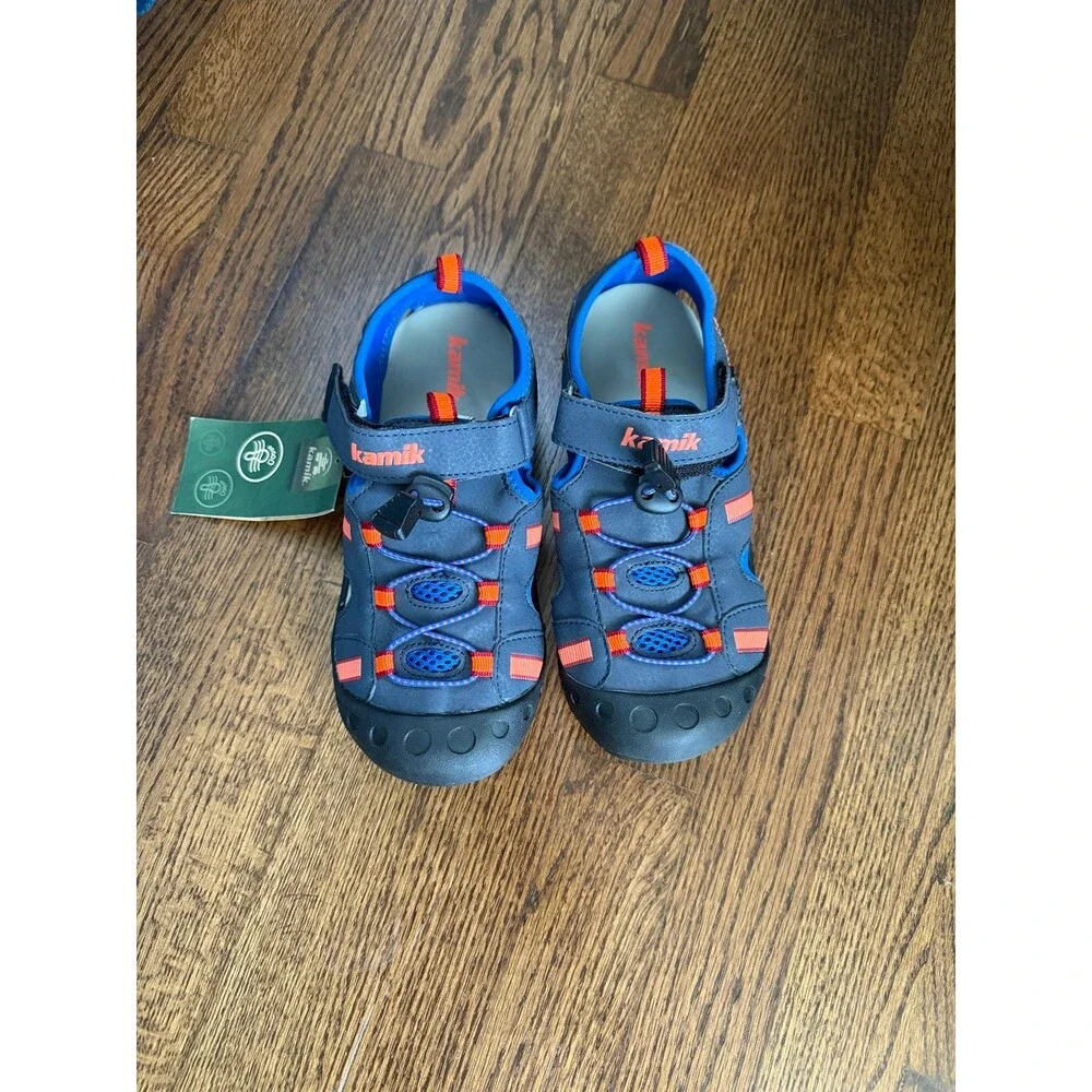 Kamik Mantaray Boys Waterproof Sport Sandals Water Shoes Size 3 Blue NWT NWOB